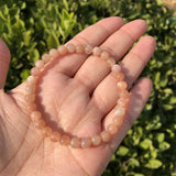 Peach Moonstone Bracelet Round Beads Crystal Healing Stone Jewelry