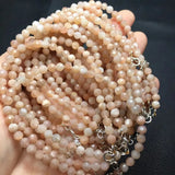 Natural Peach Moonstone Chain Bracelet 925 Silver Jewelry Gift
