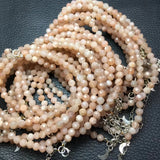 Natural Peach Moonstone Chain Bracelet 925 Silver Jewelry Gift