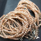 Natural Peach Moonstone Chain Bracelet 925 Silver Jewelry Gift