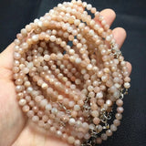 Natural Peach Moonstone Chain Bracelet 925 Silver Jewelry Gift