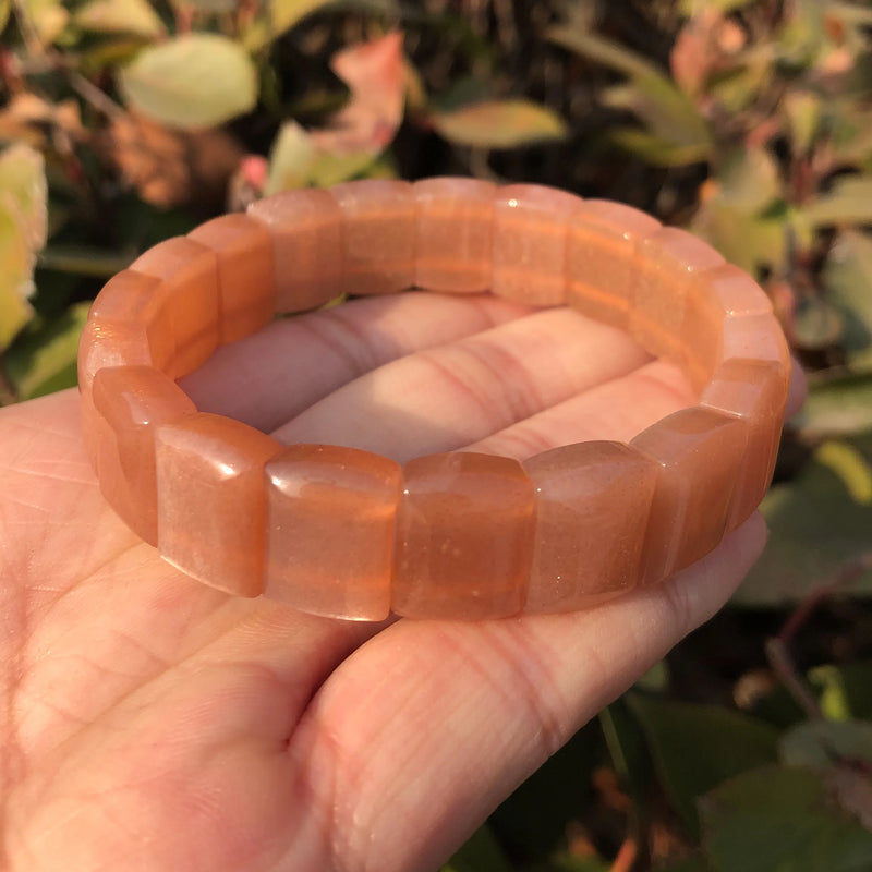 Peach Moonstone Sunstone Bracelet Healing Stone Women Jewelry Gift
