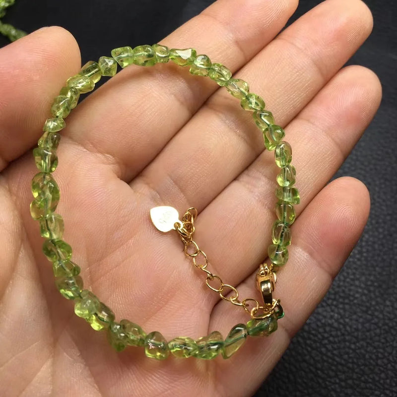 Peridot Chain Bracelet 925 Sterling Silver Crystal Healing Stone Jewelry