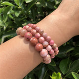 Natural Pink Stone Rhodonite Serpeggiante Bracelet