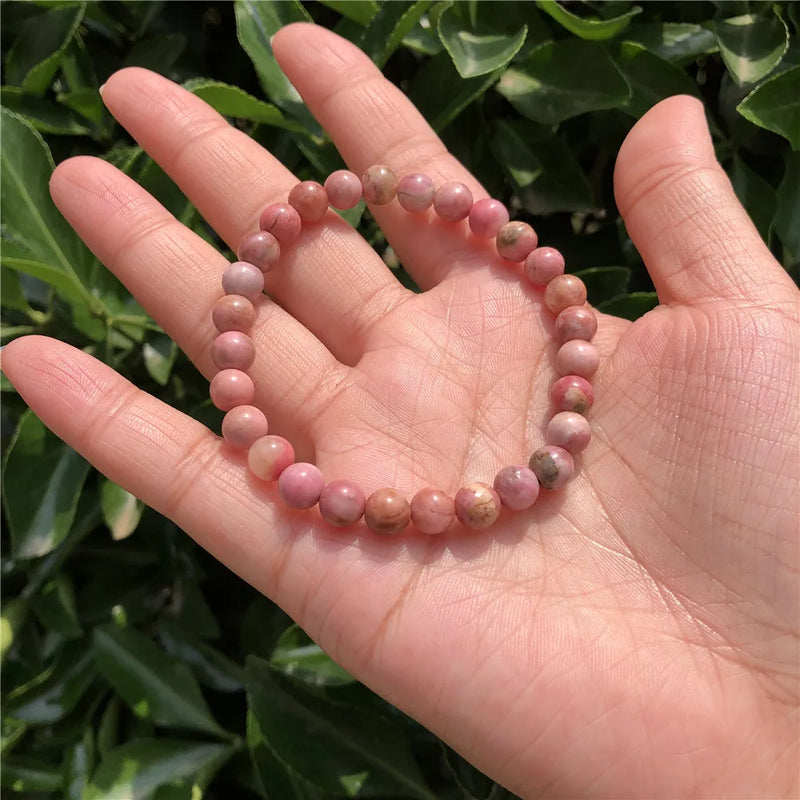 Natural Pink Stone Rhodonite Serpeggiante Bracelet
