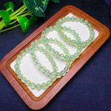 Prehnite Bracelet Round Beads Crystal Quartz Reiki Healing Stone
