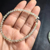 Natural Prehnite Chain Bracelet Round Faceted Beads 925 Sterling Silver Jewelry