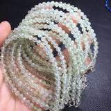 Natural Prehnite Chain Bracelet Round Faceted Beads 925 Sterling Silver Jewelry