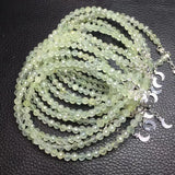 Natural Prehnite Chain Bracelet Round Faceted Beads 925 Sterling Silver Jewelry