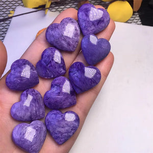 Purple Charoite Heart Pendant 925 Sterling Silver Crystal Healing Stone Jewelry