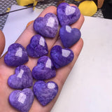 Purple Charoite Heart Pendant 925 Sterling Silver Crystal Healing Stone Jewelry