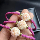 Fengbaowu Natural Queen Conch Flower Woven Bracelet 925 Sterling Silver Bead
