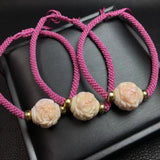 Fengbaowu Natural Queen Conch Flower Woven Bracelet 925 Sterling Silver Bead