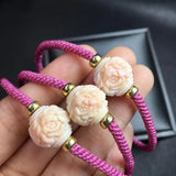 Fengbaowu Natural Queen Conch Flower Woven Bracelet 925 Sterling Silver Bead