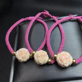 Fengbaowu Natural Queen Conch Flower Woven Bracelet 925 Sterling Silver Bead