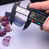 Natural Rainbow Fluorite Bear Bowl Home Decor Crystal Healing Stone Jewelry