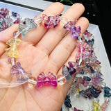 Rainbow Fluorite Bowknot Bracelet Crystal Reiki Healing Stone Jewelry