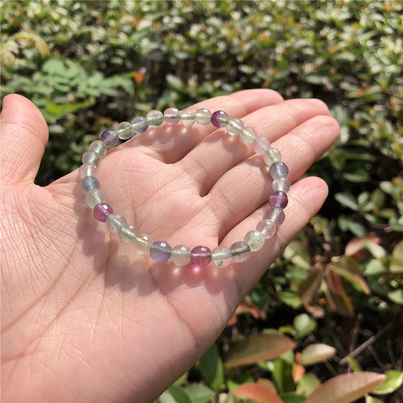 Rainbow Fluorite Bracelet Crystal Quartz Healing Stone Women Jewelry