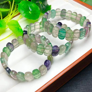 1 Pc Rainbow Fluorite Bracelet Bangle Crystal Quartz Healing Stone Women Jewelry