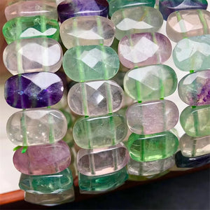 1 Pc Rainbow Fluorite Bracelet Bangle Crystal Quartz Healing Stone Women Jewelry
