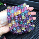 Rainbow Fluorite Bracelet Round Beads Crystal Quartz Healing Stone