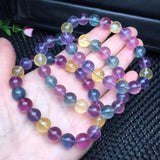 Rainbow Fluorite Bracelet Round Beads Crystal Quartz Healing Stone