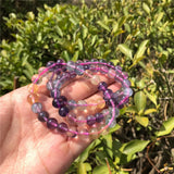 Natural Rainbow Fluorite Bracelet Round Bead Crystal Reiki Healing Stone