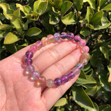 Natural Rainbow Fluorite Bracelet Round Bead Crystal Reiki Healing Stone
