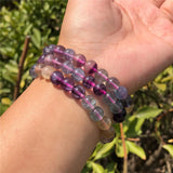 Natural Rainbow Fluorite Bracelet Round Bead Crystal Reiki Healing Stone