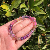 Natural Rainbow Fluorite Bracelet Round Bead Crystal Reiki Healing Stone