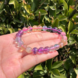 Natural Rainbow Fluorite Bracelet Round Bead Crystal Reiki Healing Stone
