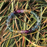 Natural Rainbow Fluorite Bracelet Round Bead Crystal Healing Stone