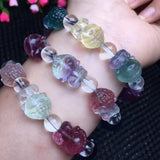 Natural Rainbow Fluorite Buddha Bracelet Crystal Quartz Healing Stone Jewelry