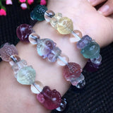 Natural Rainbow Fluorite Buddha Bracelet Crystal Quartz Healing Stone Jewelry