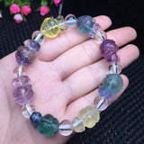 Natural Rainbow Fluorite Buddha Bracelet Crystal Quartz Healing Stone Jewelry