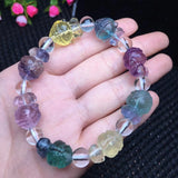 Natural Rainbow Fluorite Buddha Bracelet Crystal Quartz Healing Stone Jewelry