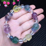 Natural Rainbow Fluorite Buddha Bracelet Crystal Quartz Healing Stone Jewelry