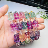 Natural Rainbow Fluorite Cartoon Character Bracelet Crystal Reiki Healing Stone