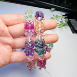 Natural Rainbow Fluorite Cartoon Character Bracelet Crystal Reiki Healing Stone