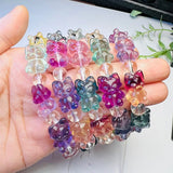 Natural Rainbow Fluorite Cartoon Character Bracelet Crystal Reiki Healing Stone