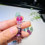 Natural Rainbow Fluorite Cartoon Character Bracelet Crystal Reiki Healing Stone