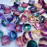 Natural Rainbow Fluorite Cat Head Bowl Home Decoration Crystal Healing