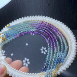 Natural Rainbow Fluorite Chain Bracelet Crystal Jewelry Gift For Women