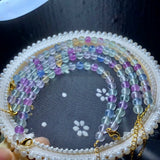 Natural Rainbow Fluorite Chain Bracelet Crystal Jewelry Gift For Women