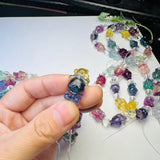 Natural Rainbow Fluorite Crown Bear Bracelet Crystal Reiki Healing