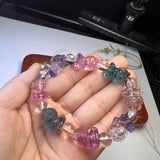 Natural Rainbow Fluorite Swallowing Beast Bracelet Crystal Healing Stone