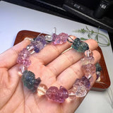 Natural Rainbow Fluorite Swallowing Beast Bracelet Crystal Healing Stone