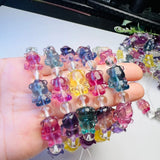 Rainbow Fluorite Flying Bear Bracelet Natural Crystal Reiki Healing Stone