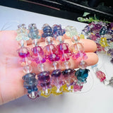 Rainbow Fluorite Flying Bear Bracelet Natural Crystal Reiki Healing Stone
