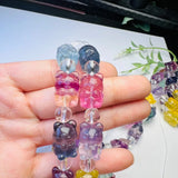 Rainbow Fluorite Fortune Cat Bracelet Crystal Reiki Healing Stone Gift